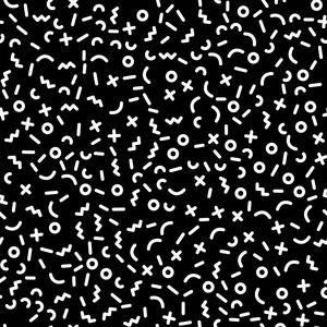 散乱的几何线条形状。无缝黑白图案