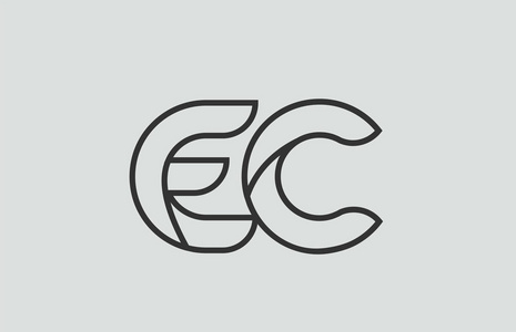 黑白字母表字母 ec e c 徽标组合设计适合公司或企业