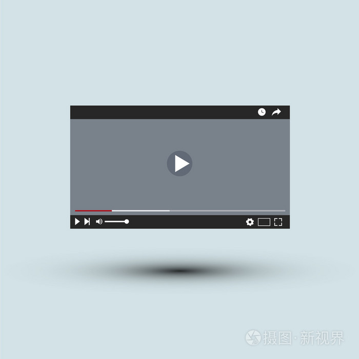 视频播放器界面,矢量 lillustration 平面设计