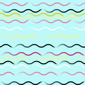 可爱的矢量几何无缝模式.画笔描边,波浪线.手绘 grunge 纹理.