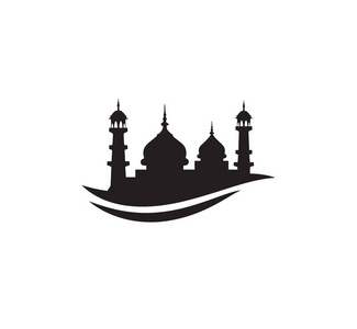 黑色剪影清真寺标志标志符号矢量设计模板