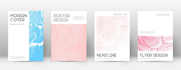 封面设计模板。最小的小册子布局。迷人的时尚抽象封面页面。粉红色和 b