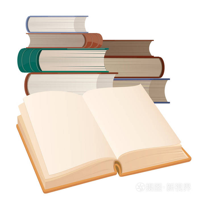 白色背景上的旧书矢量插图