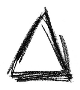 三角形的形状，用黑色的蜡笔蜡笔