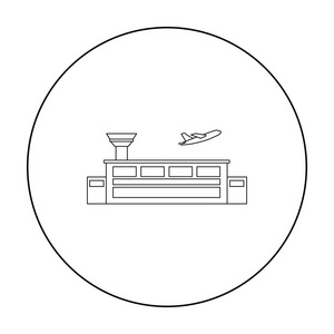 机场图标大纲。从大城市基础设施大纲的单幢式大厦图标