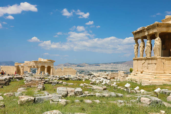 希腊雅典卫城神殿氏世界著名 Caryatids 的门廊