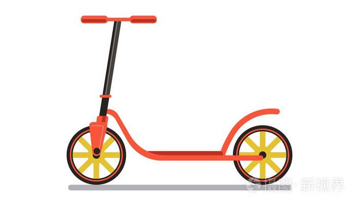红色彩色的滑板车插画-正版商用图片0q81rs-摄图新视界