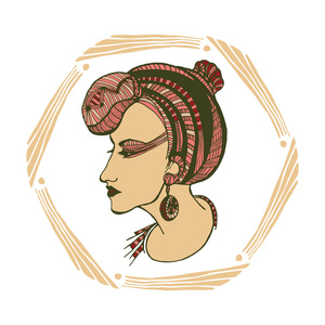 logo，装饰画的女人