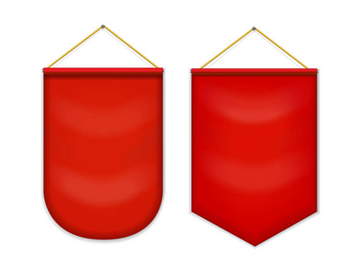 墙上挂着的红色锦旗样机照片