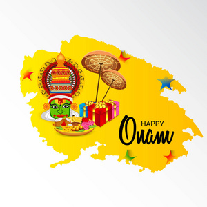 一个庆祝背景的向量例证南印度喀拉拉邦快乐的 Onam 节日