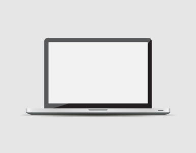 现代的镜面笔记本电脑上白色矢量孤立