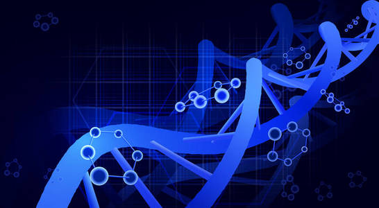 Dna 螺旋三片3d. 科学教育遗传学。插图