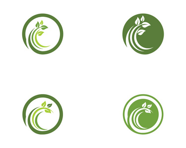 绿色树叶生态自然元矢量的标识