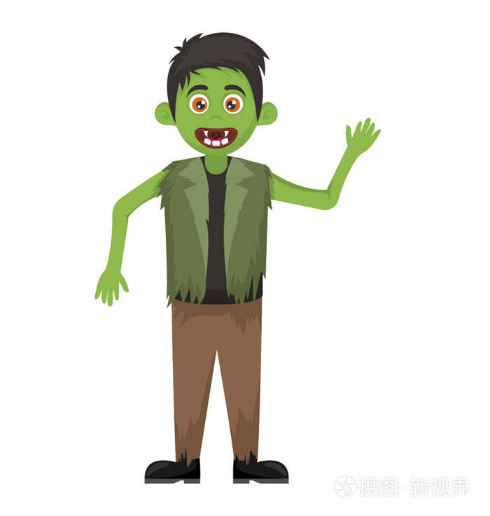 绿色的可怕的怪物与大牙齿血和血红色的眼睛, 人食者图标