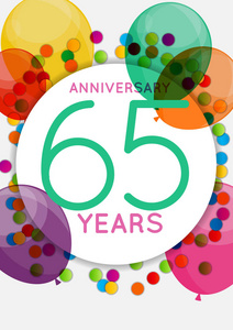 模板 65 年周年表示祝贺，贺卡，邀请矢量图