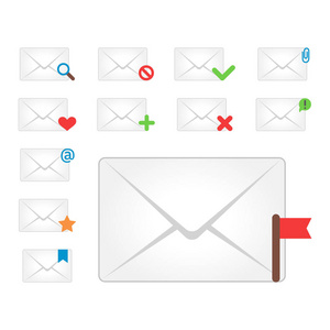 电子邮件信封封面图标通信和办公室函授空白封面地址设计纸空卡商务写作消息矢量图