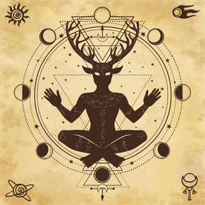 神秘的, 深奥的, 异教的, 神秘主义的.矢量插照片