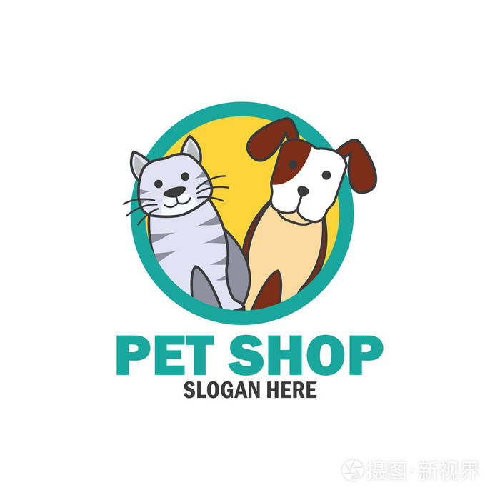 宠物商店, 宠物护理, 宠物情人徽标和文本空间为你的
