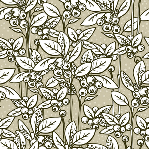 无缝手绘复古花卉纹理与葡萄树 eps8 向量