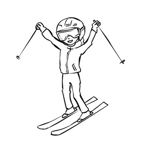 滑雪运动员背影简笔画图片
