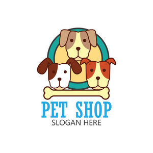 宠物商店 宠物护理 宠物情人徽标和文本空间为你的口号  标语 矢量图