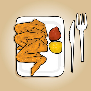 在白板上炸鸡翅照片