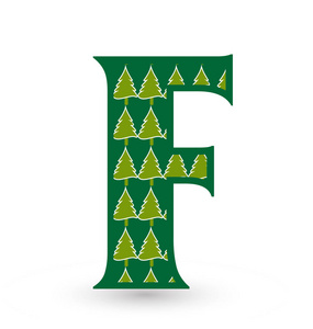 圣诞节日字体图标矢量字母 F