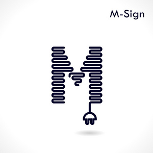 创意 M 字母图标抽象徽标设计矢量模板