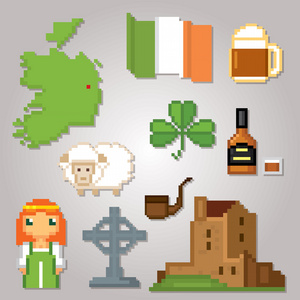 爱尔兰文化符号图标集