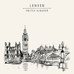 大本, 议会, 泰晤士河和西敏寺桥的房子照片