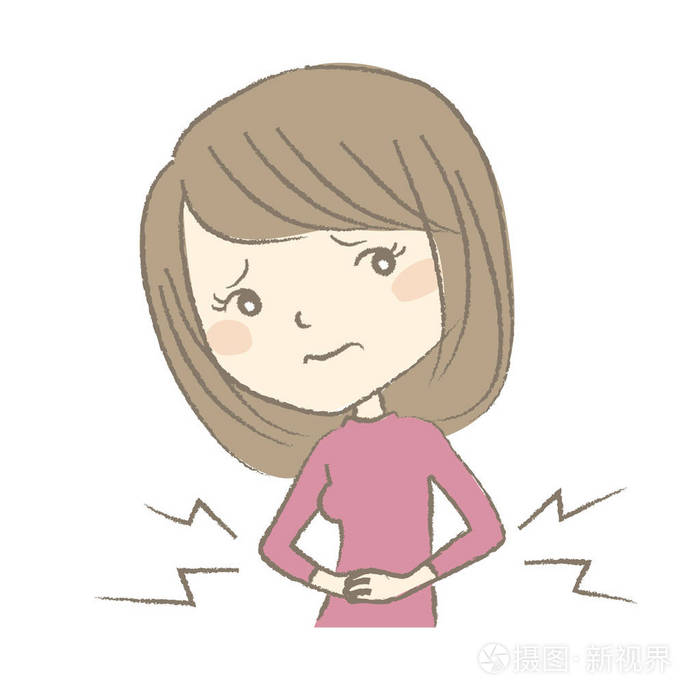 胃痛的年轻女人