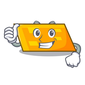 竖起大拇指平行四边形字符卡通风格矢量插画照片