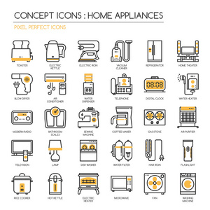Pixe 像素完美图标，家电，细线图标设置