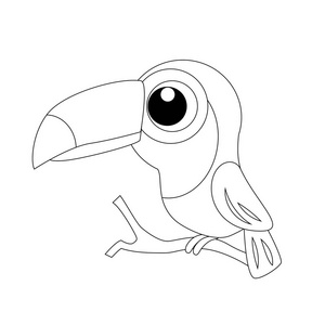 无色滑稽卡通巨嘴鸟.矢量插图.着色 p照片