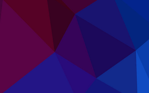 深蓝色, 红色矢量三角形马赛克纹理。带有渐变的多边形抽象插图。全新的横幅模板