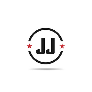 jj最初的字母 jj 徽标模板设计照片
