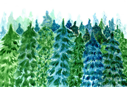 垃圾抽象森林景观手绘插图图片