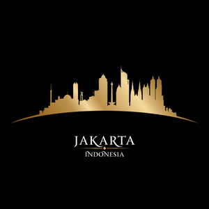 雅加达印度尼西亚城市天际线轮廓黑色背景