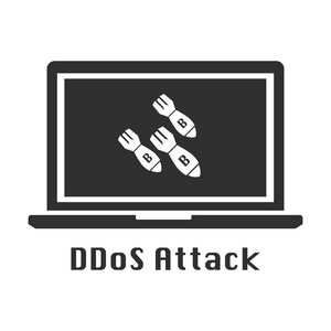 ddos 攻击黑色图标.矢量图网络犯罪安全概念照片