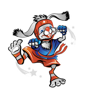 兔子运动员.战斗三宝.运动.矢量插图照片