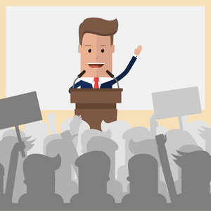演讲台上的演说家政治家.演说者在论坛上为观众演讲.