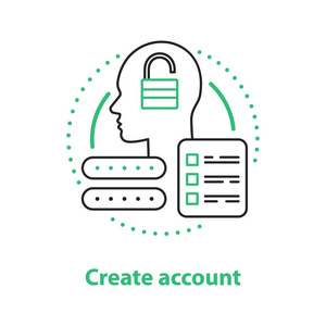 帐户创建概念图标。新用户注册理念细线条插图。配置文件添加。矢量隔离轮廓图