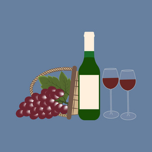 瓶的葡萄酒和葡萄