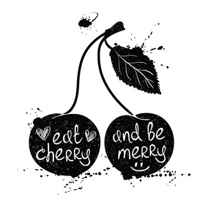 产品报价单孤立的樱桃剪影的插图照片