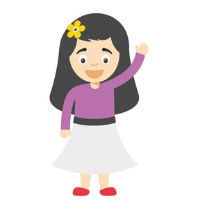 指向右侧漂亮的小卡通女孩指向右侧照片