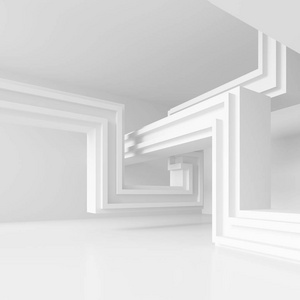 现代室内设计的三维图。极少主义建筑