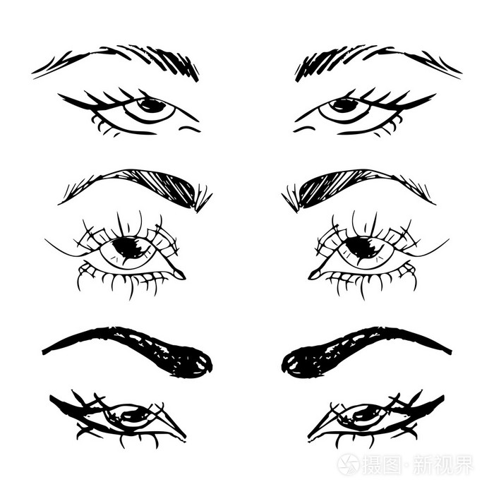 手绘轮廓人眼套插画-正版商用图片0q9l7t-摄图新视界
