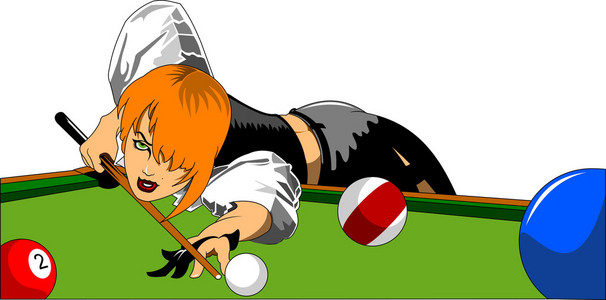 女人穿短裤玩桌球插画