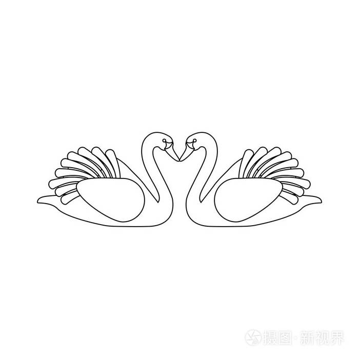 白色背景上的白天鹅插图矢量插图