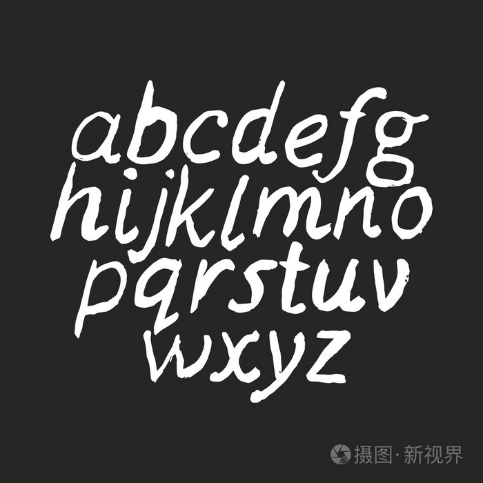 现代矢量手绘字母表。Abc 的手工字母。现代刷刻字插画-正版商用图片0q9ohd-摄图新视界